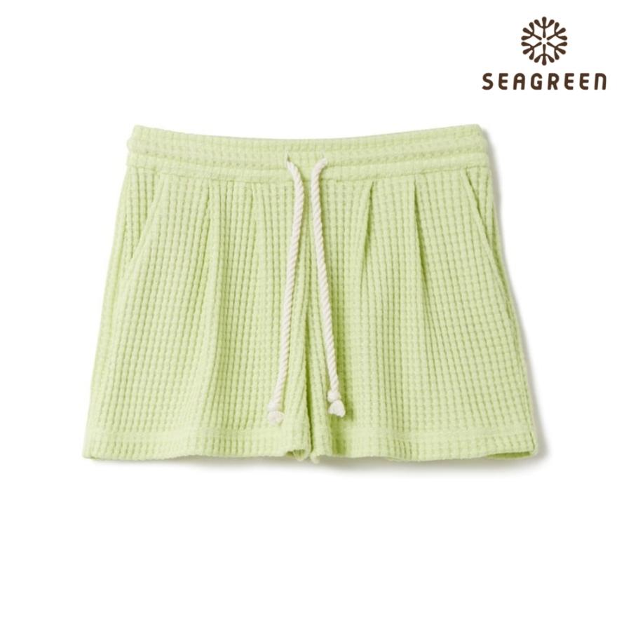 【一点物】　seea 緑色ショートパンツ ウエスト紐付き　M 新品未使用　値下中 SEAGREEN（シーグリーン） ショーツ BIG WAFFLE SHORT PANTS