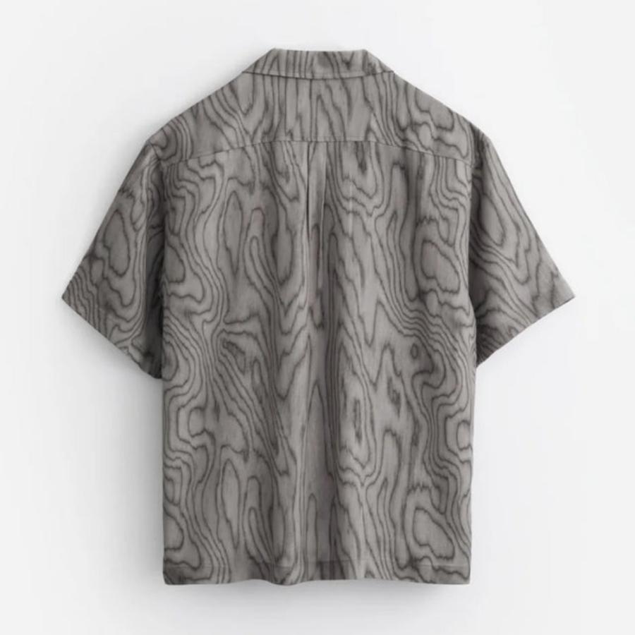 STAMPD スタンプド Soundproof Print Camp Collar SLA-M3837BD メンズ シャツ 半袖 灰色 グレー テンセル 総柄プリント オールオーバープリント 父の日の画像