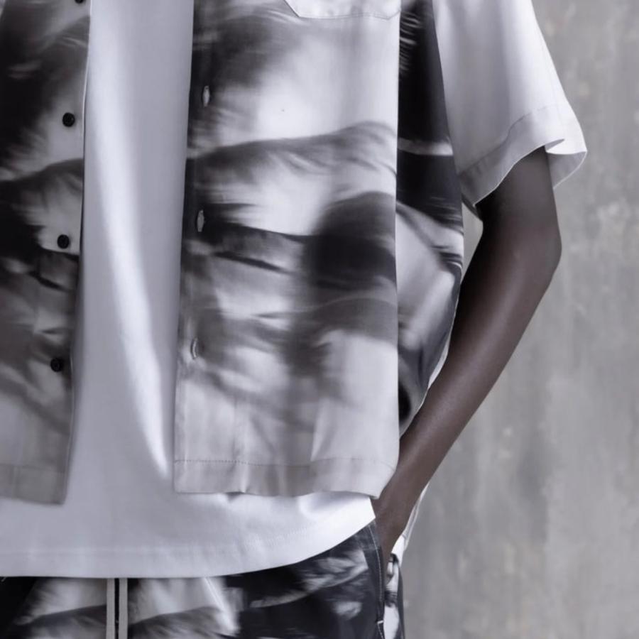 STAMPD スタンプド シャツ Palms in Motion Camp Collar SLA-M3880BD-PMP メンズ 総柄 プリント オープンカラー 開襟シャツ アロハシャツ 父の日の画像