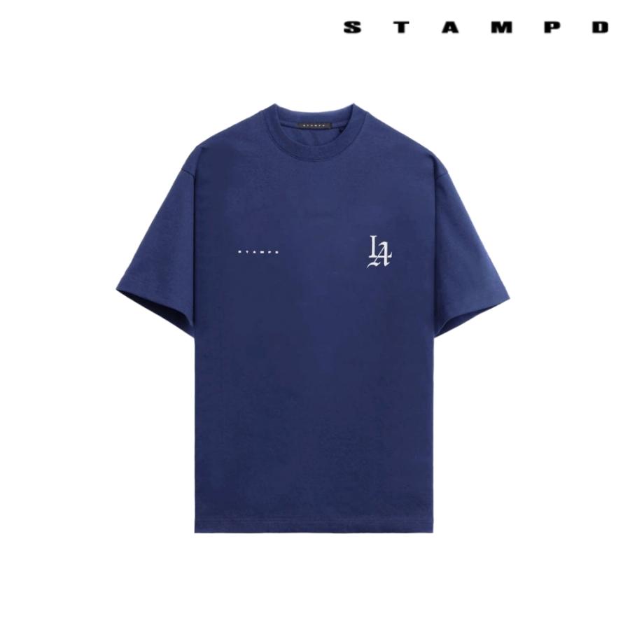 STAMPD スタンプド Tシャツ LA 001 93 Relaxed Tee Vintage Washed M4362TE 半袖 クルーネックトップス カットソー ネイビー×ホワイト 2026SS 日本限定 | STAMPD