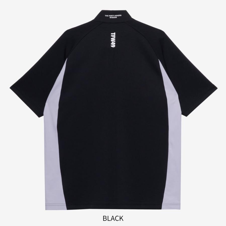 定価2.3万　未使用　TFW49 Tシャツ　ブラック　L ゴルフ　ランニング TFW49 ゴルフ モックネック メンズ 半袖 Tシャツ HALF ZIP S/ MOCK