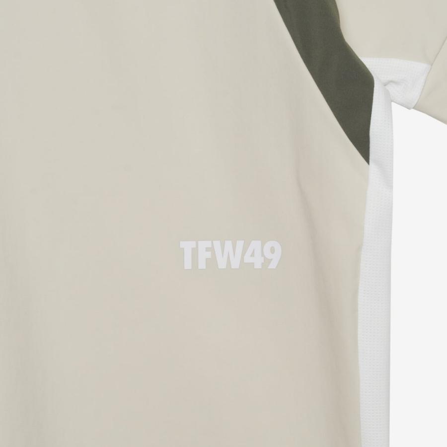 TFW49 ティーエフダブリュー LINE SLEEVE POLO T102610024 ポロシャツ ポロ Tシャツ ゴルフ 半袖 ブラウン アイボリー ホワイト 2026ss ゴルフウェア 母の日の画像