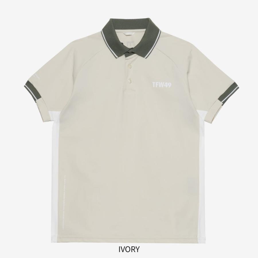 TFW49 ティーエフダブリュー LINE SLEEVE POLO T102610024 ポロシャツ ポロ Tシャツ ゴルフ 半袖 ブラウン アイボリー ホワイト 2026ss ゴルフウェア 母の日の画像