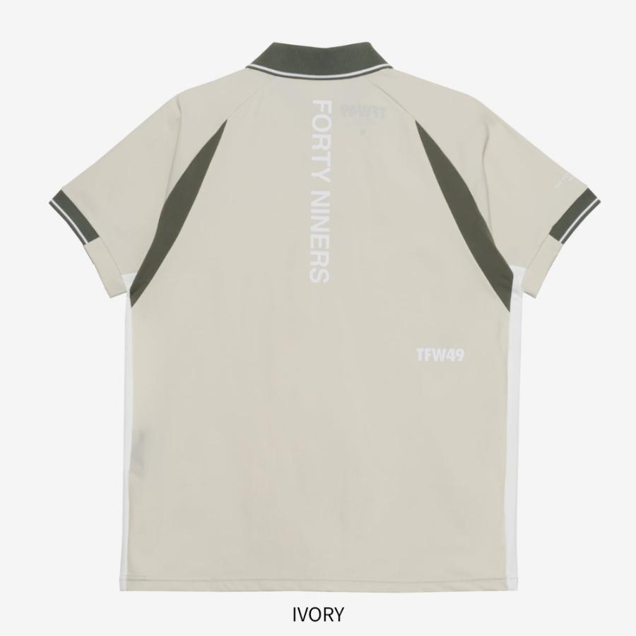 TFW49 ティーエフダブリュー LINE SLEEVE POLO T102610024 ポロシャツ ポロ Tシャツ ゴルフ 半袖 ブラウン アイボリー ホワイト 2026ss ゴルフウェア 母の日の画像