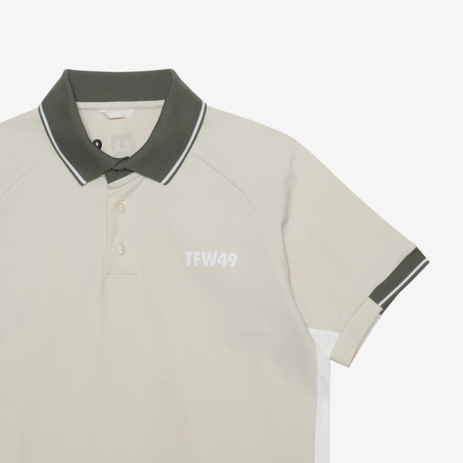TFW49 ティーエフダブリュー LINE SLEEVE POLO T102610024 ポロシャツ ポロ Tシャツ ゴルフ 半袖 ブラウン アイボリー ホワイト 2026ss ゴルフウェア 母の日の画像