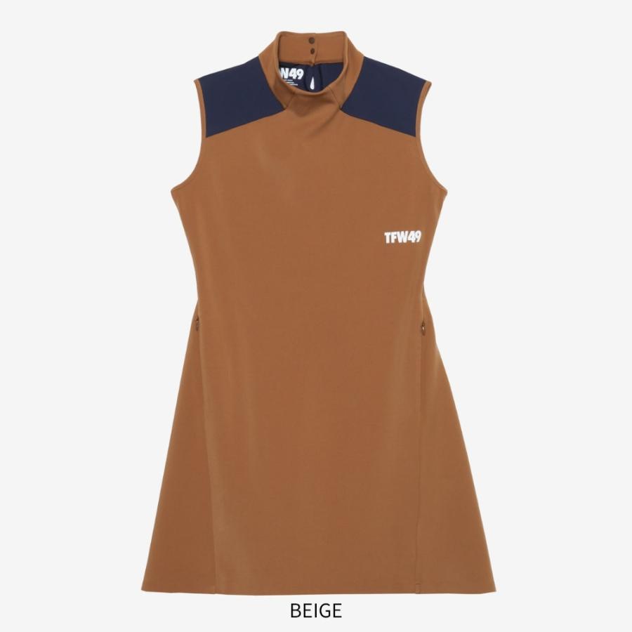 TFW49 SLEEVELESS ONEPIECEベージュポロワンピースサイズM TFW49 ティーエフダブリュー SLEEVE LESS MOCKNECK ONE PIECE モック