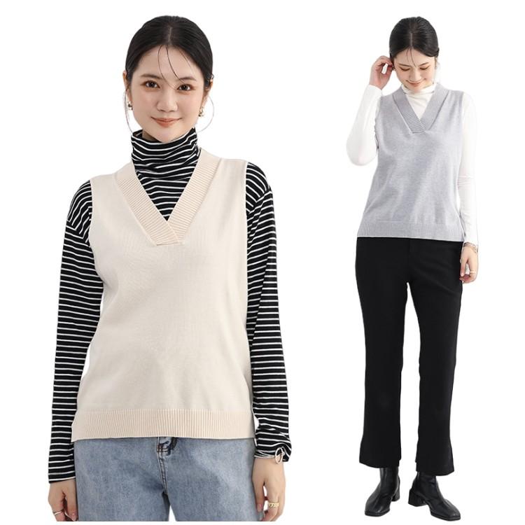 ベスト レディース Vネック ニット セーター 春 大きいサイズ