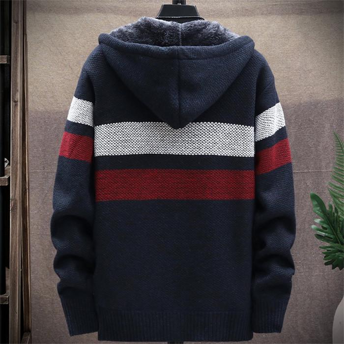 ニット カーディガン ジャケット メンズ 秋冬 厚手 ブルゾン 裏ボア 裏