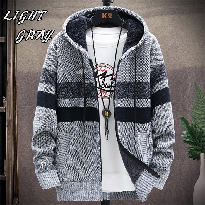 ニット カーディガン ジャケット メンズ 秋冬 厚手 ブルゾン 裏ボア 裏