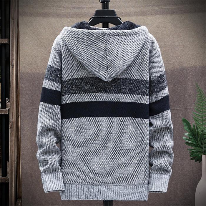 ニット カーディガン ジャケット メンズ 秋冬 厚手 ブルゾン 裏ボア 裏