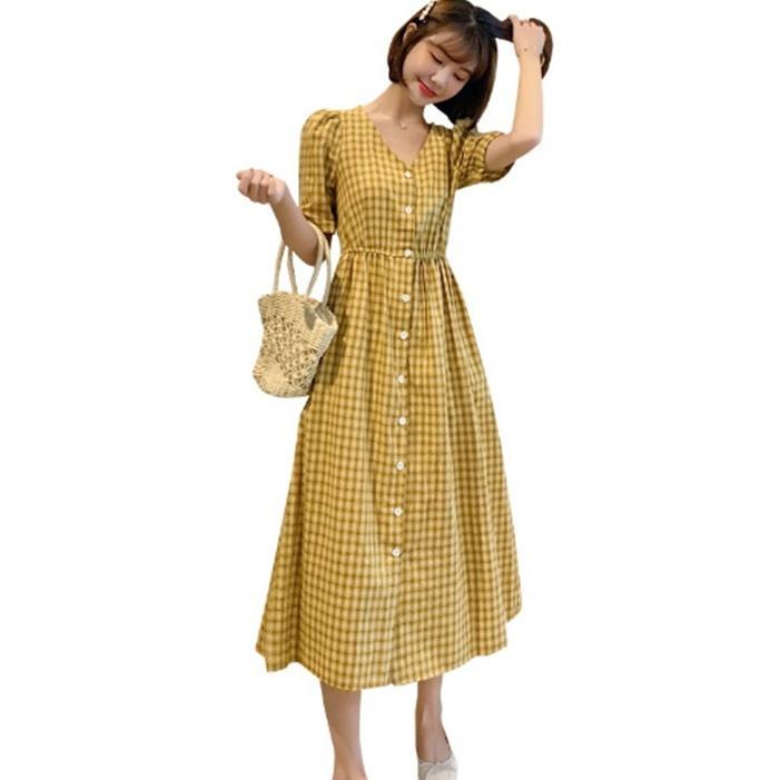レディースワンピース ワンピース 膝丈 長袖 春夏 ワンピ Vネック レディース ワンピース シャツ マキシワンピース マキシ丈 ロング チェック柄 半袖 Xyd5763 トランジット トレード 通販 Yahoo ショッピング