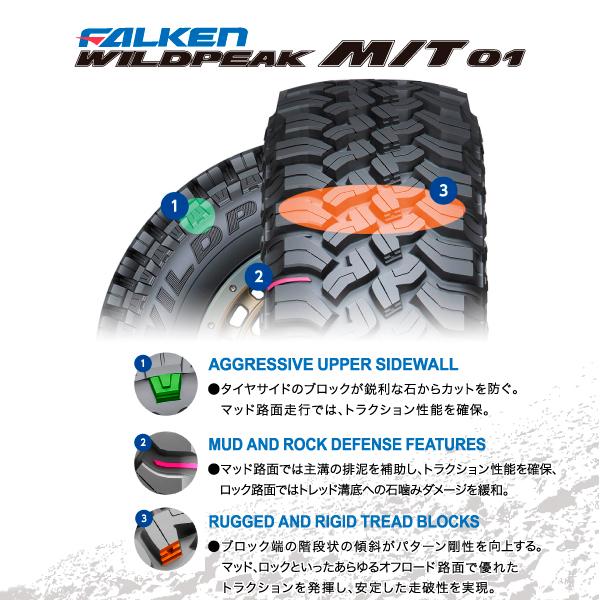 FALKEN WILDPEAK M/T01 LT285/70R17 ファルケン ワイルドピーク MT01 マッドテレーン タイヤ 285 70 17インチ 4x4 オフロードの画像