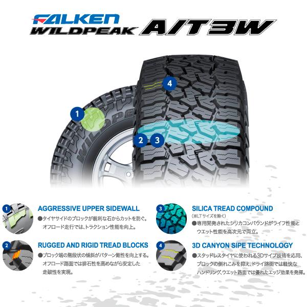 [4本セット] FALKEN WILDPEAK A/T3W 30X9.50R15 ファルケン ワイルドピーク AT3W オールテレーン タイヤ 30x9.50 15インチ 4x4 オフロードの画像