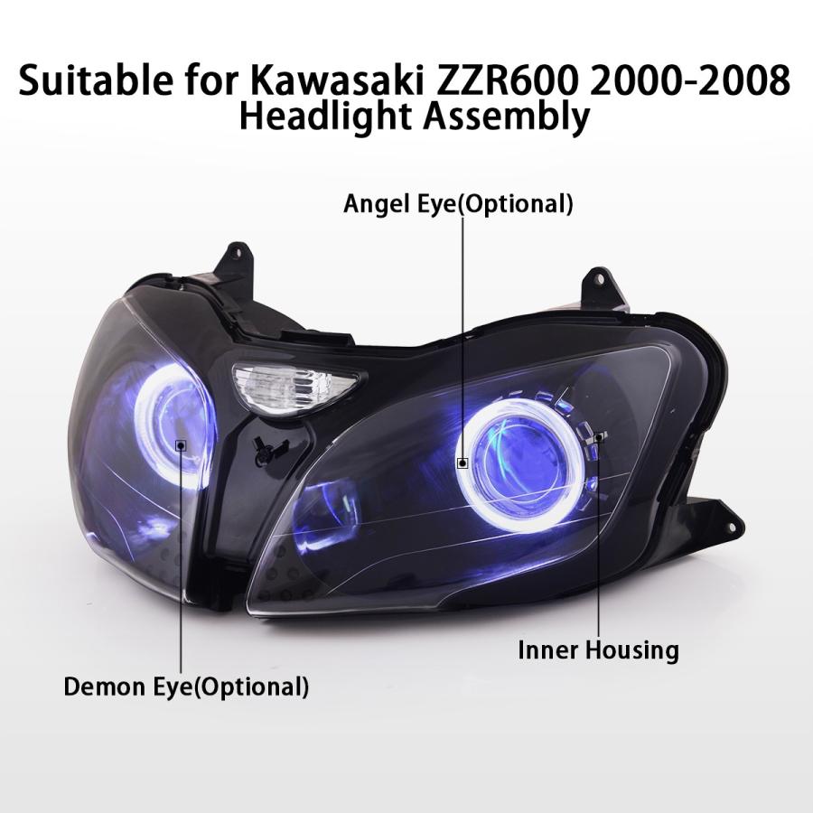 Kawasaki ZZR600 00-08年 カスタムヘッドライトキット : 輸入 Kawasaki ZZR600 00-08年 カスタムヘッドライトキット : 輸入