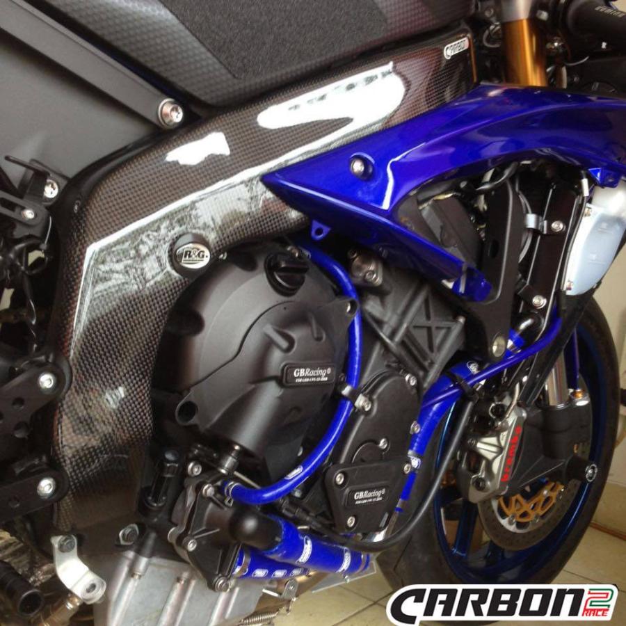 Yamaha YZF-R6 純正マフラー用 カーボンカバー YAMAHA YZF-R6 08-17年 カーボンフレームカバー左右セット