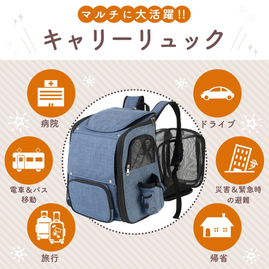 ペットキャリー リュック 拡張 折りたたみ 犬 小型 防災 猫キャリー