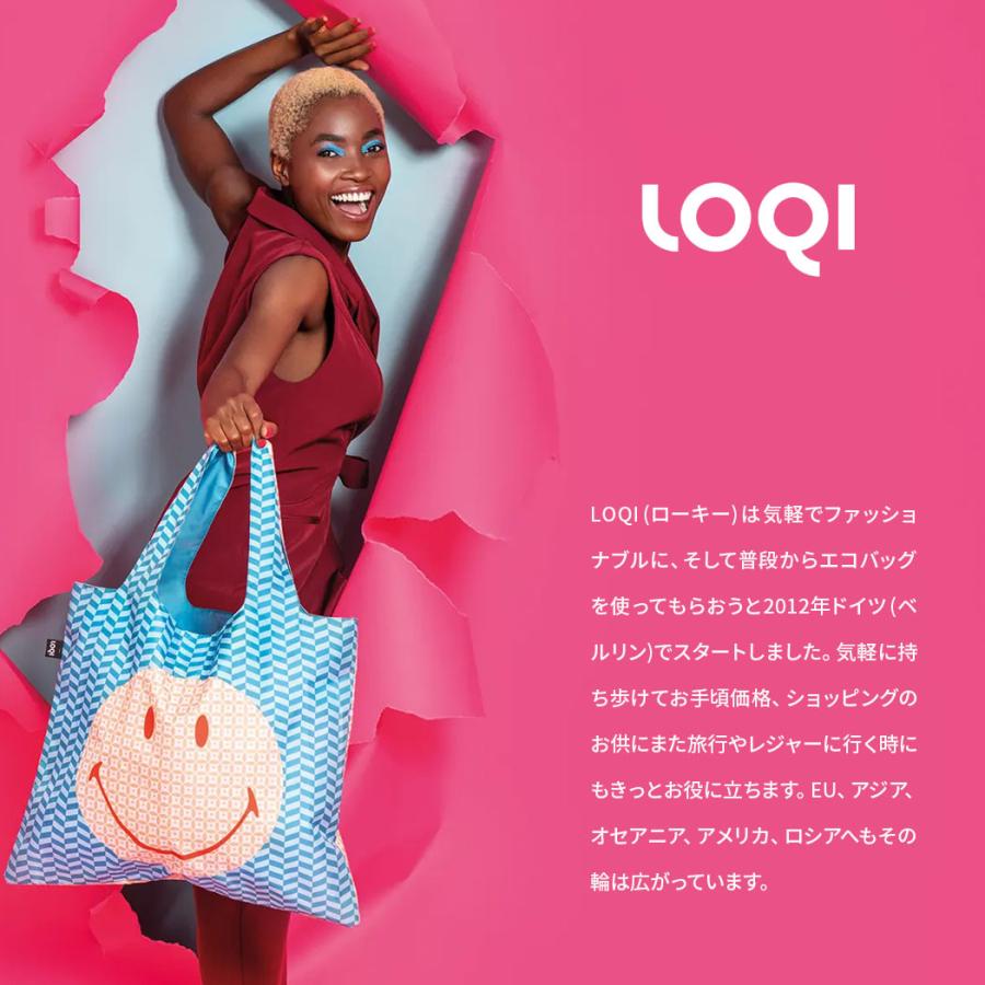 エコバッグ LOQI ローキー SMILEY スマイリー レディース 女性用 大きめ おしゃれ かわいいトート ブランド バッグ ショッピングバッグ loqi-rebag-a1｜travelworld｜03