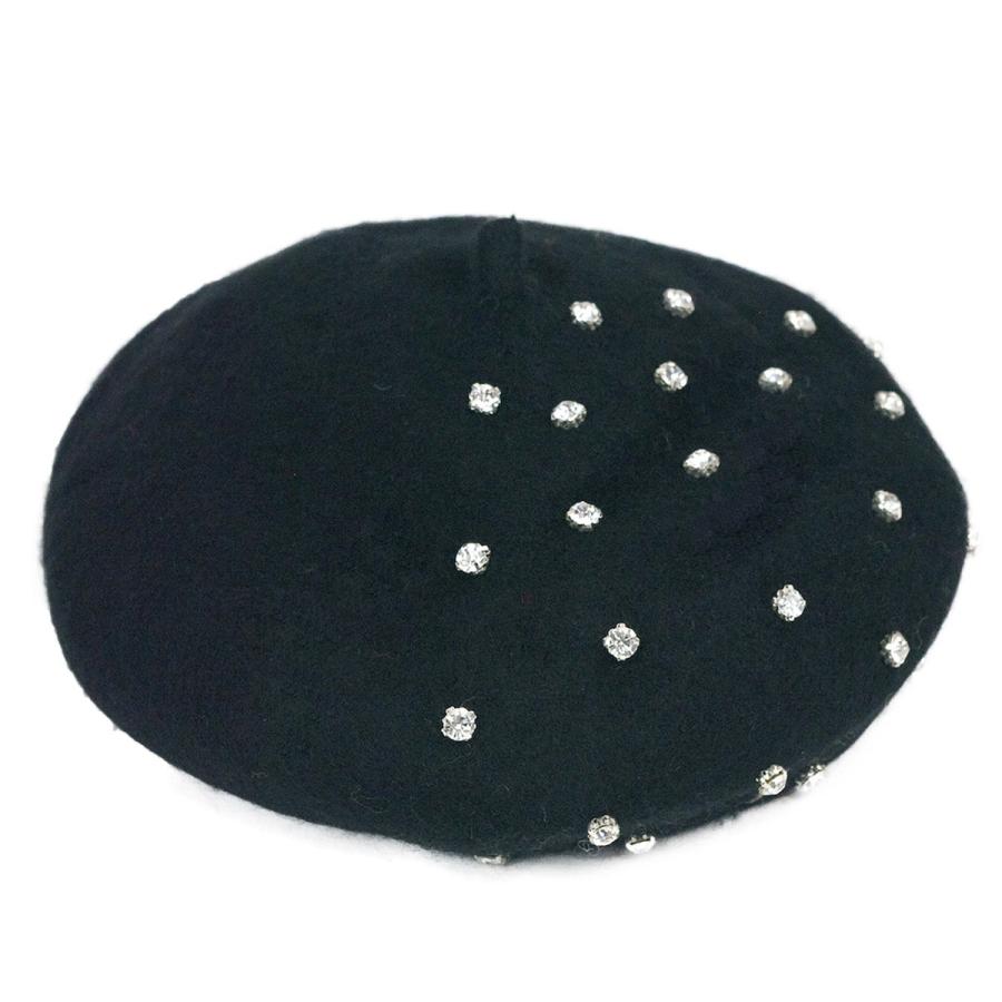 ベレー帽 レディース 帽子 秋 冬 秋冬 ラインストーンベレー帽