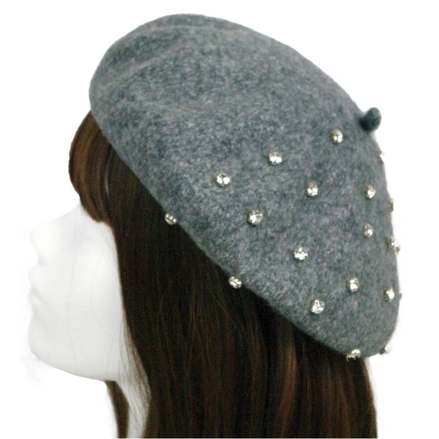 ベレー帽 レディース 帽子 秋 冬 秋冬 ラインストーンベレー帽
