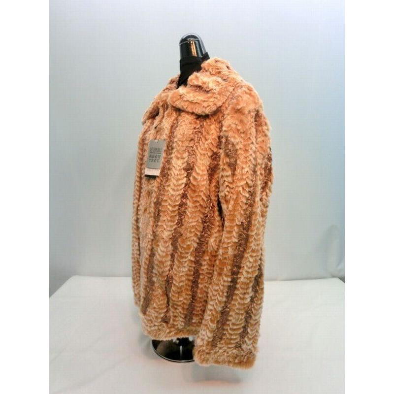 専門ショップ ラビットファー レディースファッション コート ジャケット 両面着れる オシャレ ストライプ ストライブ ファー リバーシブル ラビット その他コート アウター 色 モカ Terresrouges Com