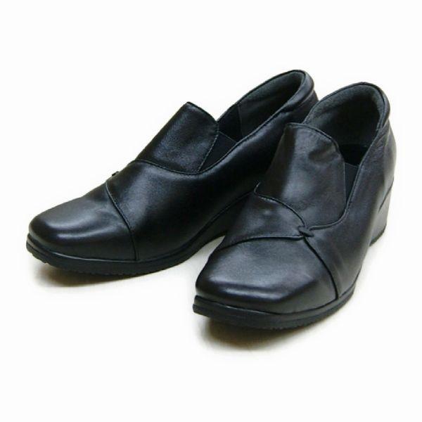 レディースシューズ レディースファッション 靴 パンプス お勧め 日本製 安定感あるウエッジソール 超ソフト本革 柔らかインソール シンプルデザイン