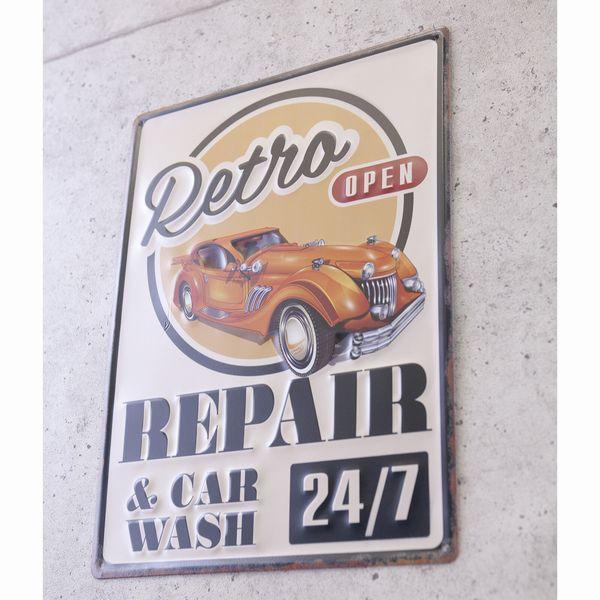 レリーフ アート ウォールデコレーション 家具 インテリア アンティーク エンボスプレート REPAIR CAR WASH オシャレデザイン エンボス加工 プレート｜tre-fiore｜04