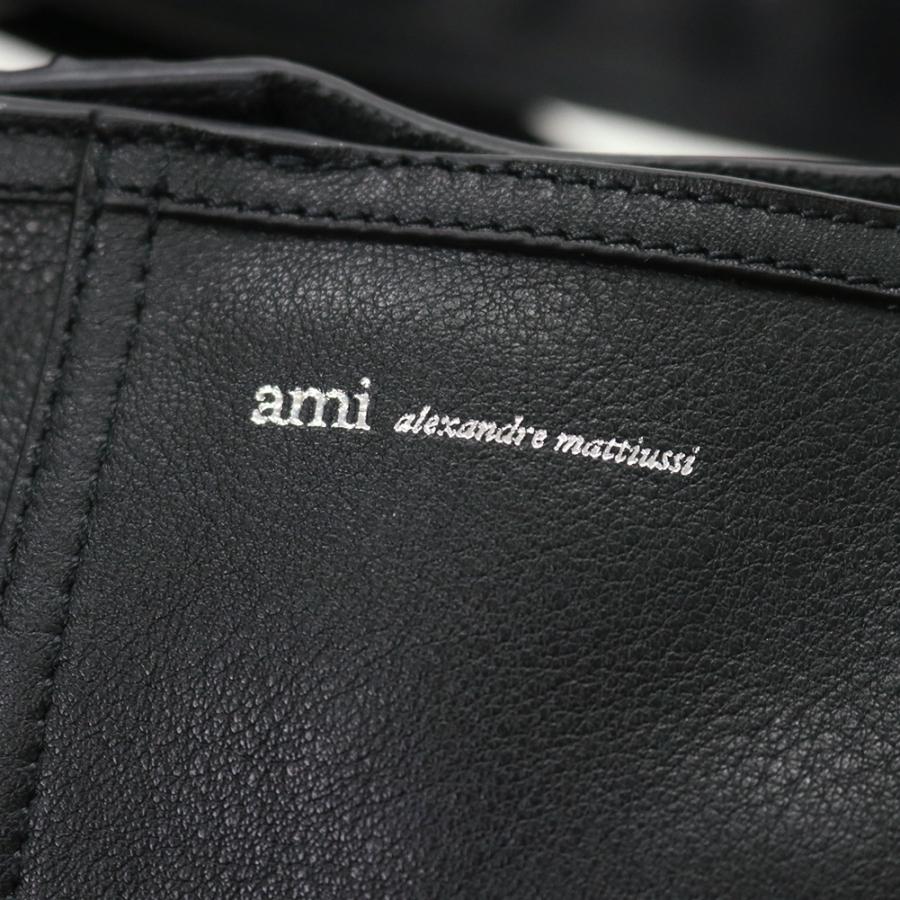 AMI PARIS アミパリス メンズレザーホーボーバッグ ULL715.AL0137 ブラック 2026春夏新作の画像