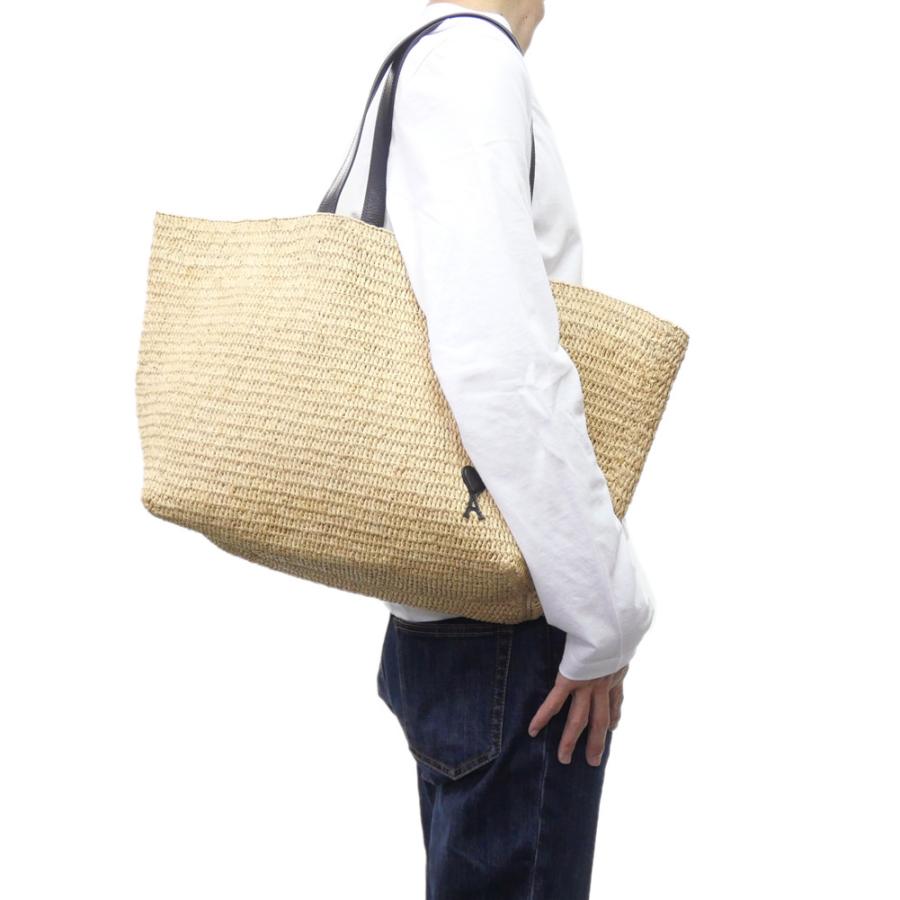 AMI PARIS アミパリス メンズ レディース ラフィアトートバッグ ULL740.AW0036 ブラック 2026春夏新作の画像