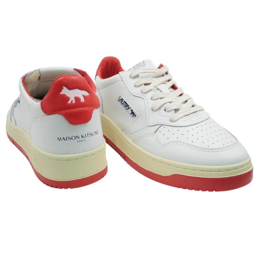 AUTRY × MAISON KITSUNE メンズローカットスニーカー AULM / MEDALIST ホワイト×レッドの画像