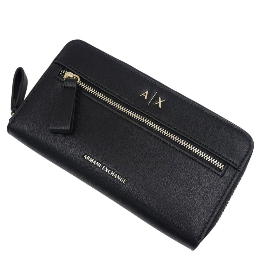 2025 秋冬新作！ ARMANI EXCHANGE A/X アルマーニエクスチェンジ 財布 レディース ラウンドファスナー 長財布（小銭入れ付き） XW002124 AF17117 ブラック ARMANI EXCHANGE アルマーニ エクスチェンジ A/X レディースラウンド
