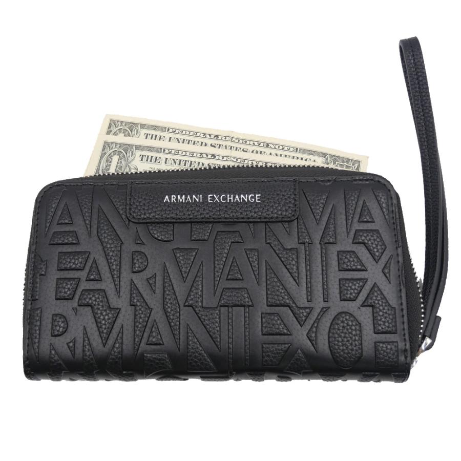 ARMANI EXCHANGE アルマーニ エクスチェンジ A/X レディースラウンドファスナー長財布（小銭入れ付き） XW001606 AF15774 ブラック 定番人気商品の画像