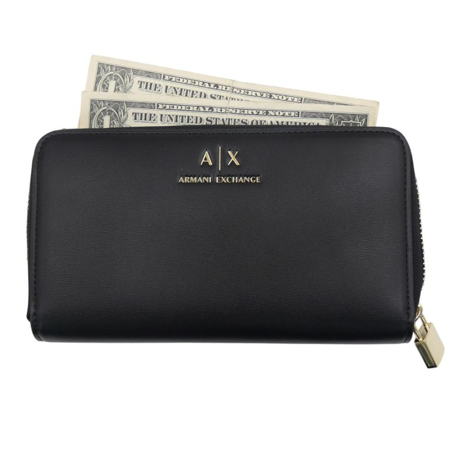 ARMANI EXCHANGE アルマーニ エクスチェンジ A/X レディースラウンドファスナー長財布（小銭入れ付き） XW000359 AF12040 ブラック 定番人気商品の画像