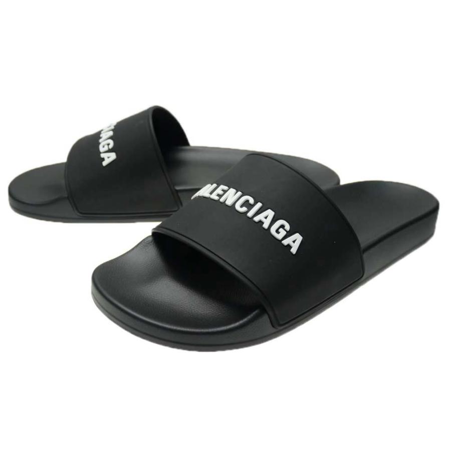 BALENCIAGA ブラック ビーチサンダル 注目】BALENCIAGA バレンシアガ ロゴモチーフビーチサンダル