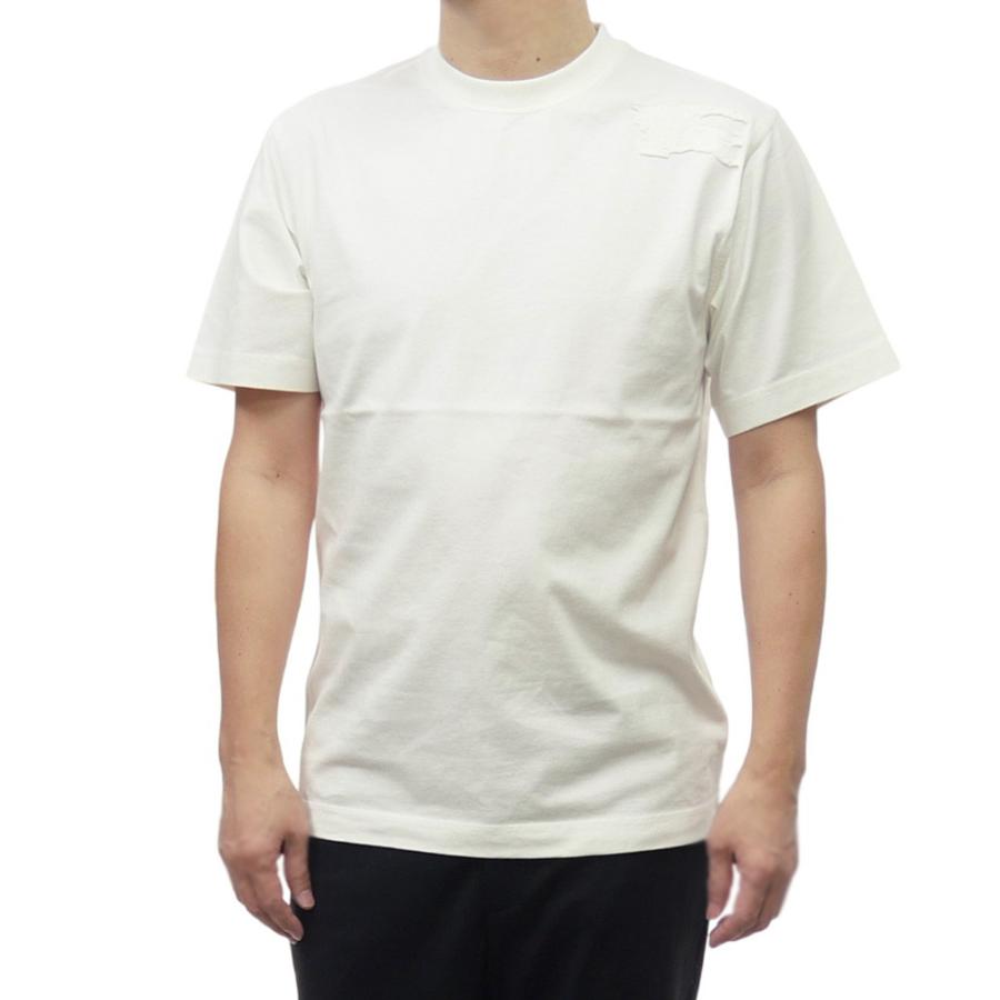 セールSS BURBERRY バーバリー Tシャツ メンズ 半袖 クルーネック コットン 綿100％ 81074601 ES24-MV-FOR2.6 無地 ワンポイント ブランド 同色ロゴ カジュアル おしゃれ ホワイト BURBERRY（バーバリー） メンズクルーネックTシャツ 81074601 / ES24
