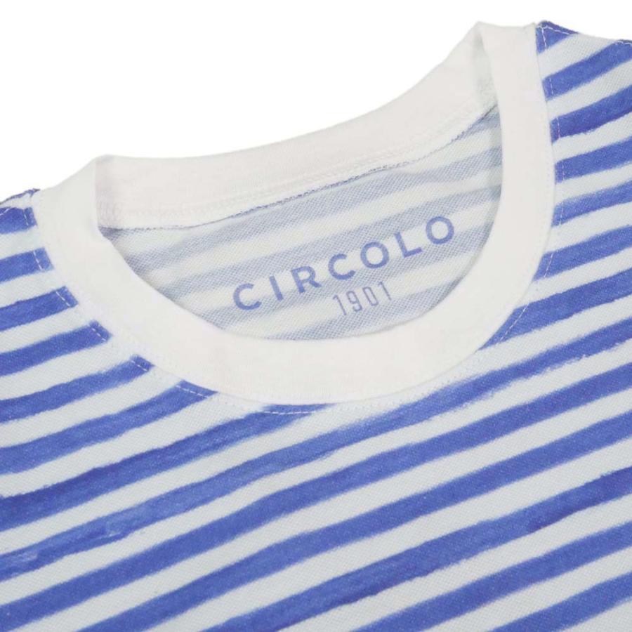 CIRCOLO1901 チルコロ1901 メンズクルーネックTシャツ CN2684 ホワイト×ブルー｜tre-style｜03