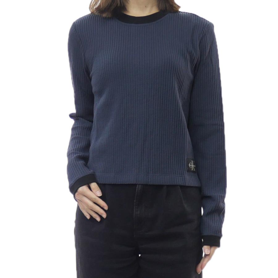   JEANS カルバンクラインジーンズ レディースロングTシャツ 47D225G ネイビー 2025秋冬新作 Calvin Klein Jeans（カルバンクラインジーンズ） レディースロングT