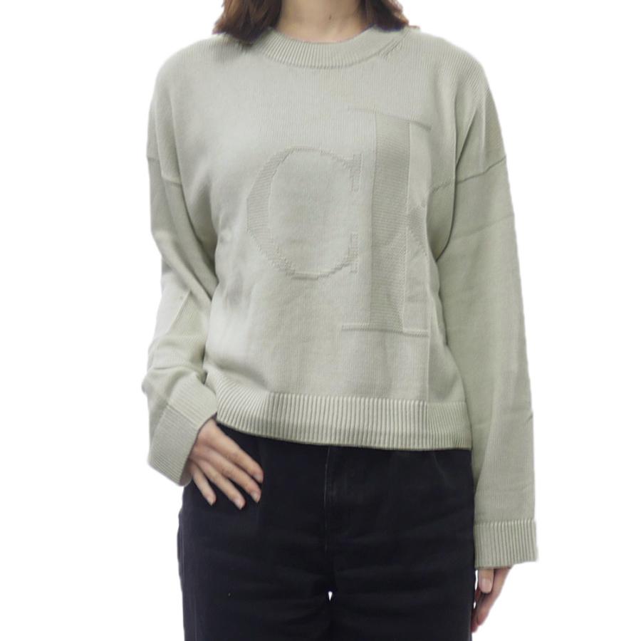   JEANS カルバンクラインジーンズ レディースクルーネックニット セーター 47D304G グレー 2025秋冬新作 Calvin Klein Jeans（カルバンクラインジーンズ） レディースクルー