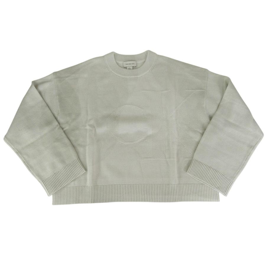   JEANS カルバンクラインジーンズ レディースクルーネックニット セーター 47D304G グレー 2025秋冬新作 Calvin Klein Jeans（カルバンクラインジーンズ） レディースクルー
