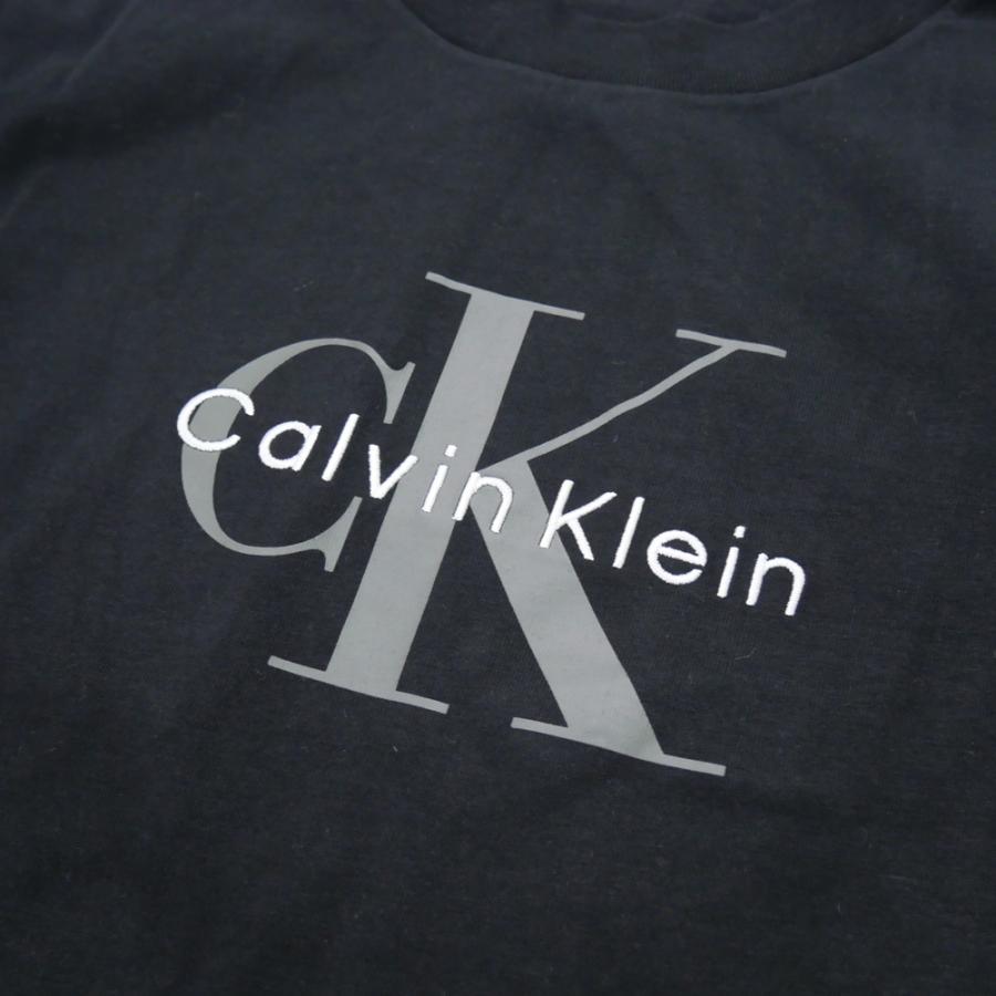 現行　新品 黒 フェイク　レザー　 シャツ 　カルバンクライン　ジーンズ　ロゴ Calvin Klein Jeans（カルバンクラインジーンズ） メンズクルーネックT