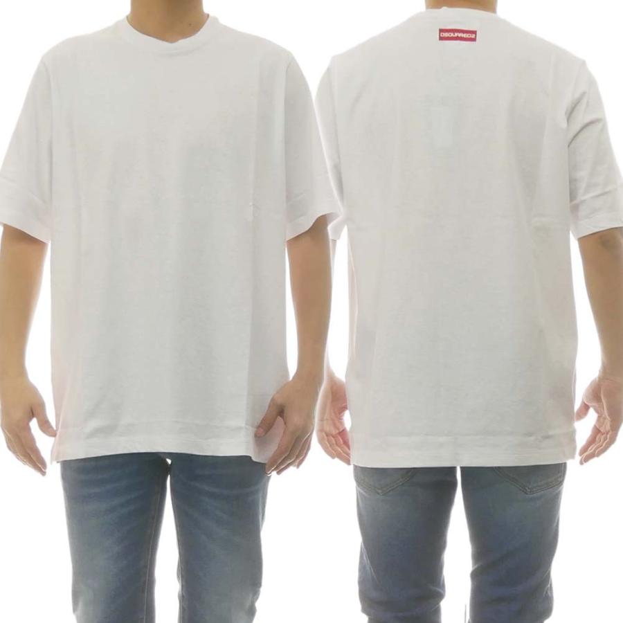 DSQUARED2 ディースクエアード メンズクルーネックTシャツ S78GD0043 S22507 ホワイト｜tre-style