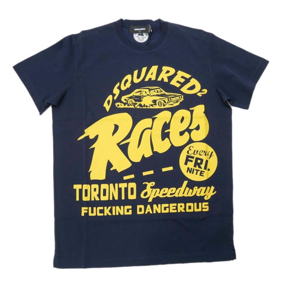 旧作お買い得セール！ DSQUARED2 ディースクエアード Tシャツ メンズ 半袖 クルーネック コットン 綿100％ S71GD1151 S22427 ネイビー DSQUARED2（ディースクエアード） メンズクルーネックTシャツ