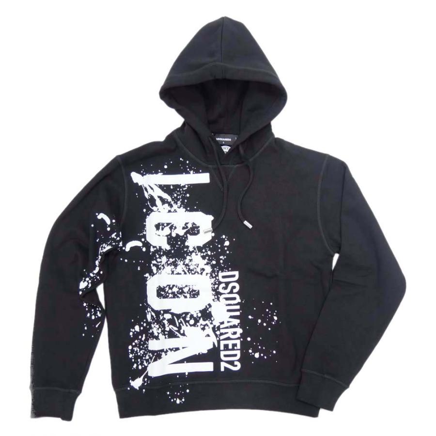旧作お買い得セール！ DSQUARED2 ディースクエアード パーカー メンズ プルオーバー コットン 綿100％ S79GU0115 S25516 / I CON Spiash Cool Fit Hoodie ブラック DSQUARED2（ディースクエアード） メンズプルオーバーパーカー