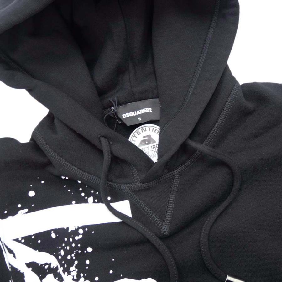 旧作お買い得セール！ DSQUARED2 ディースクエアード パーカー メンズ プルオーバー コットン 綿100％ S79GU0115 S25516 / I CON Spiash Cool Fit Hoodie ブラック DSQUARED2（ディースクエアード） メンズプルオーバーパーカー