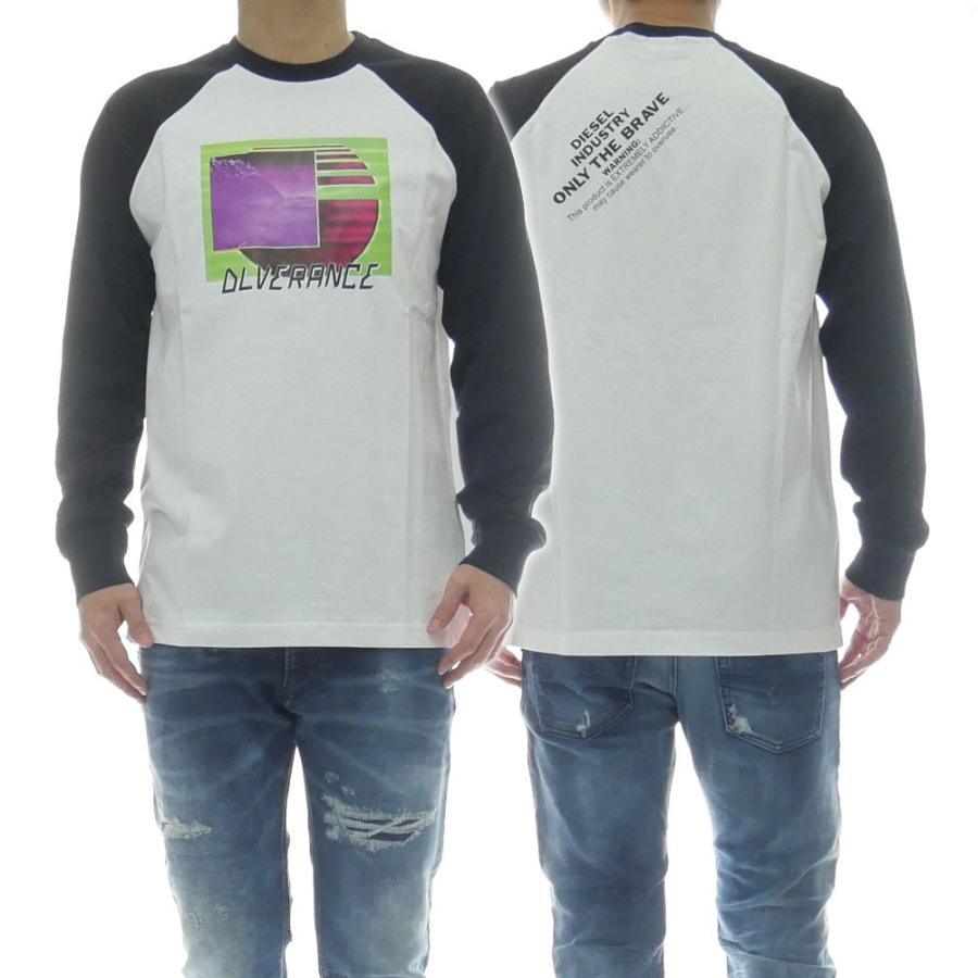 DIESEL ディーゼル メンズルーネックロングTシャツ T-RODDI-PULLOVER/00SK7K 0CATM ホワイト/2020春夏新作