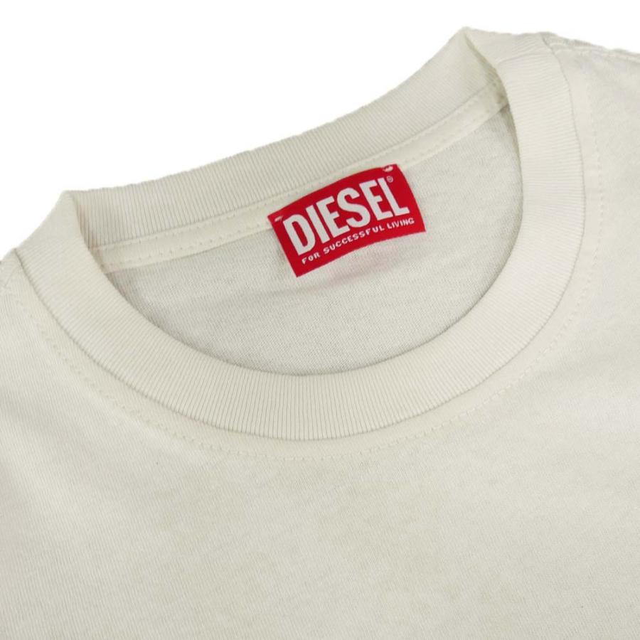 DIESEL ディーゼル メンズクルーネックロングTシャツ A11088 0EFAN / T-JUST-LS-L3 オフホワイト｜tre-style｜03
