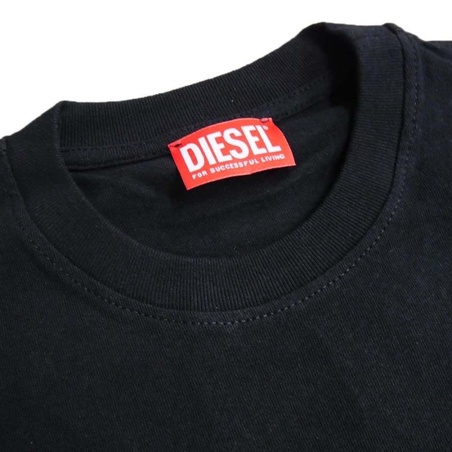 DIESEL ディーゼル メンズクルーネックロングTシャツ A11088 0EFAN / T-JUST-LS-L3 ブラック｜tre-style｜03