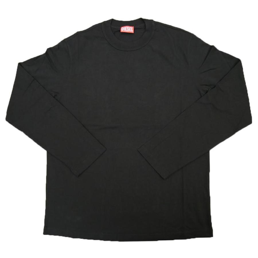 DIESEL ディーゼル メンズクルーネックロングTシャツ A11259 0JYYF / T-CRANE-LS-POFF ブラック｜tre-style｜02