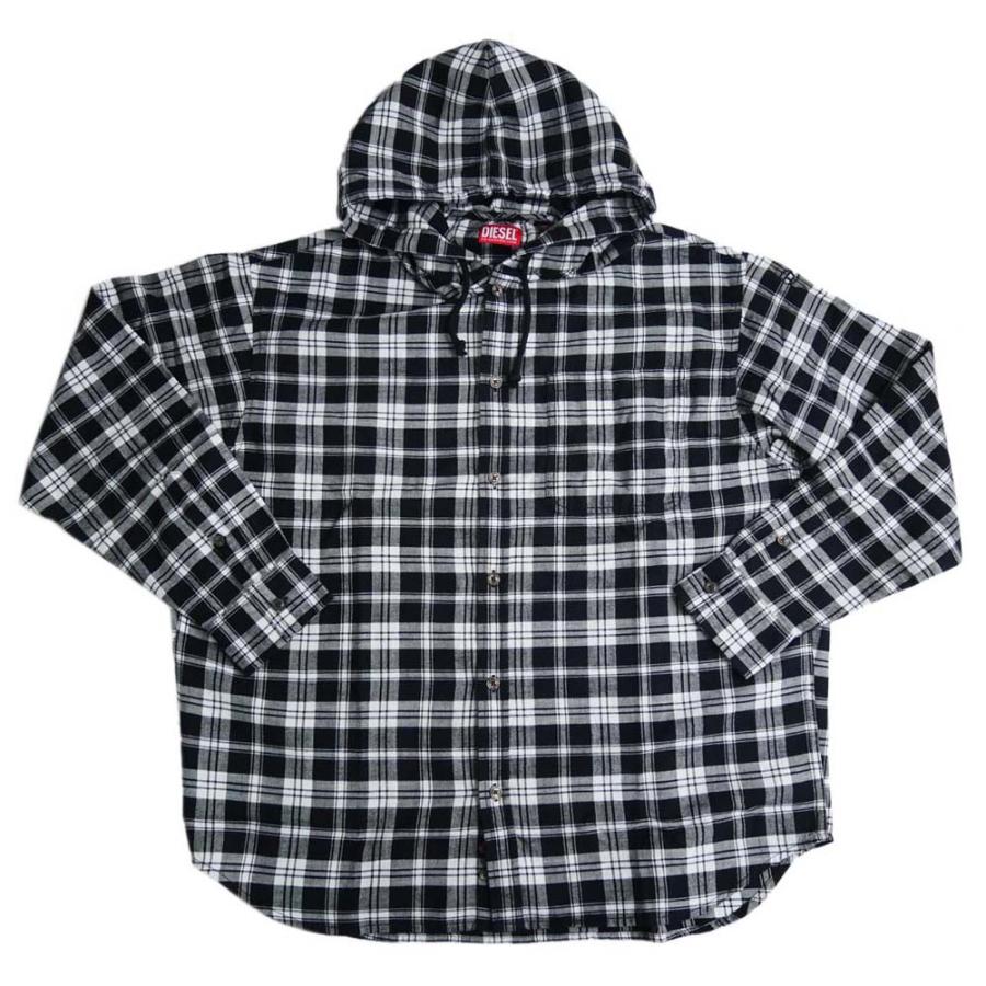 DIESEL ディーゼル メンズカジュアルチェックシャツジャケット A10621 0SHAW / S-DEWNY-HOOD ブラック