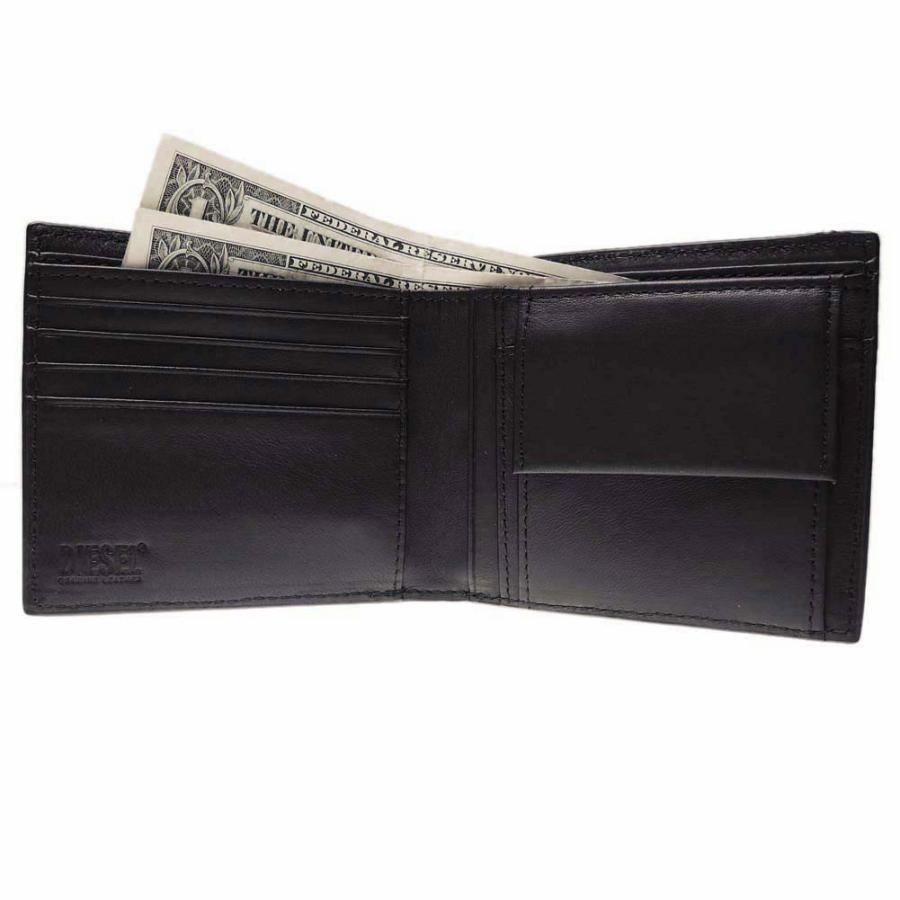 DIESEL ディーゼル メンズ二つ折り財布（小銭入れ付き） X09903 P3738 / RAVE BI-FOLD COINS ブラック /2024春夏新作｜tre-style｜02