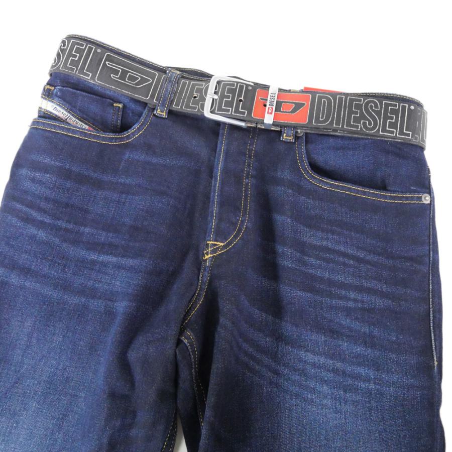 スタッズDIESELロゴデザインのブラックベルト レア品☆美品☆ BLUESTAR II｜メンズ｜ロゴレザーベルト｜ダークグレー